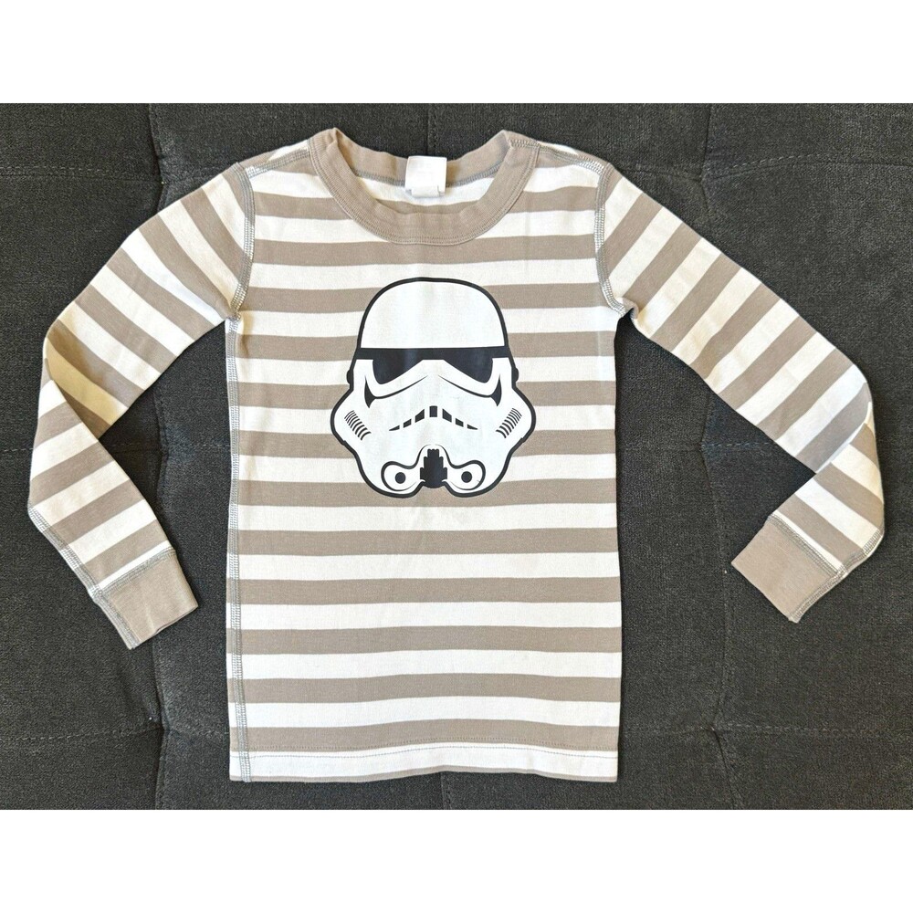 Hanna Andersson Boys Star Wars Stormtrooper Pajama Top Only Striped Gray/White 5
